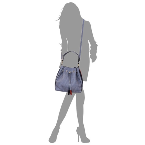 NEW Textured Drawstring Shoulder Bag Hobo - Picture 6 of 8